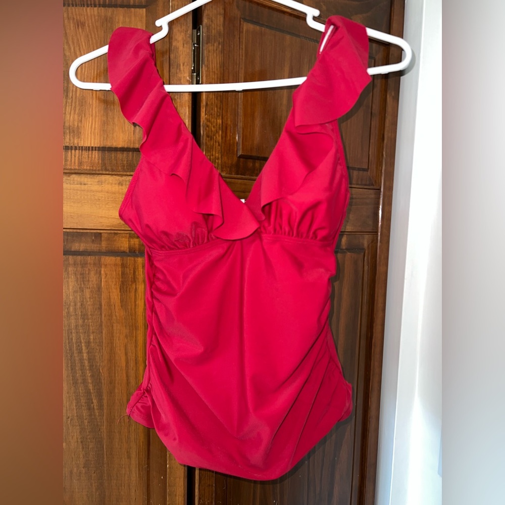 Holipick Red Swimsuit with Ruffles